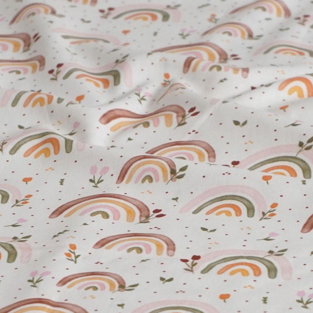 Baumwollstoff Motivdruck Regenbogen pastell - FVJ